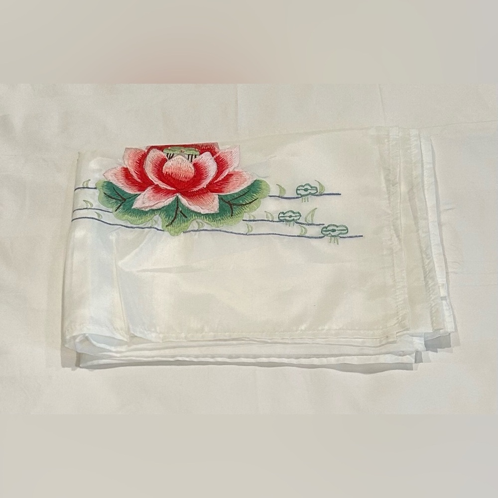 Lotus Embroidery Table Runner